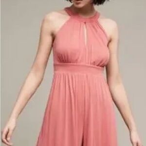 Anthropolgy Moulinette Soeurs DustyPink Jumpsuit S Eremita Halter Belted Tie Bk
